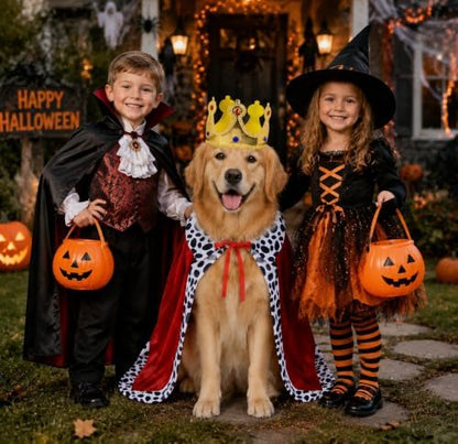 Dog Halloween Costume, Adjustable Dog King Cloak with Crown, Funny Pet Prince Cloak Costume for Large Dogs Halloween Cosplay Party Dress Up (L) - Image 3