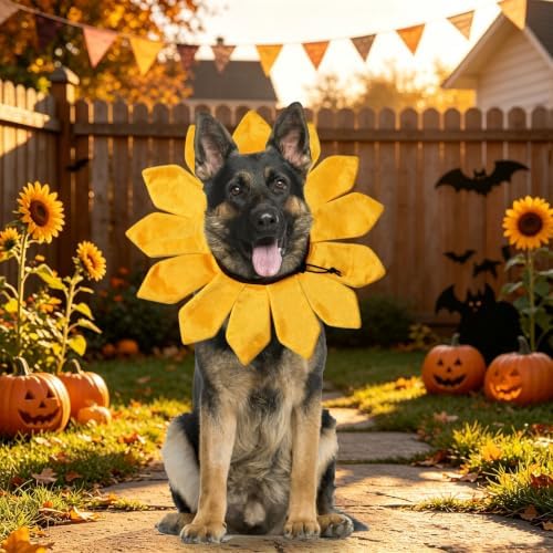 Dog Halloween Costumes, Sunflower Dog Costume Adjustable Sunflower Collar for Small Medium Large X-Large Dogs Pets (Large) - Image 6