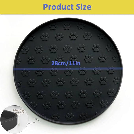 Dog Food Mat for Food and Water, Waterproof Pet Food Mat with Edges, Nonslip Dog Feeding Mat for Protecting Floors (2Pack Black)