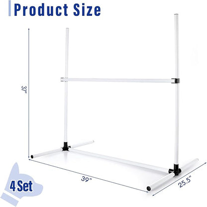 Shappy 4 Pieces Dog Agility Equipment with Adjustable Height Jump Bars Adjustable Dog Agility Jumps with Carry Bag Exercise Jumping Hurdles for Indoor Outdoor Course Game(White)