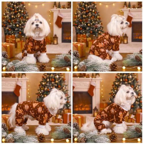 CuteBone Small Dogs Outfit Soft Puppy Onesies Pjs Christmas Dog Pajamas Pet Coat Cat Apparel Comfy Doggie Jumpsuit Bodysuit for All Seasons P356S - Image 2