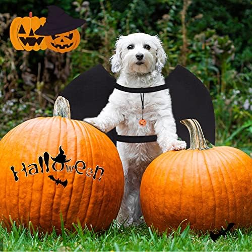 Vivifying Halloween Dog Bat Wings Costume with Pumpkin Bell, Medium, Black - Image 5