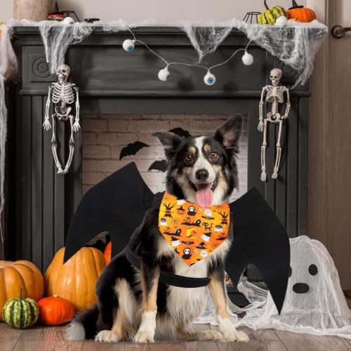 Dog Bat Costume Halloween Costume Dog Bat Wings with Pumpkin Dog Bandanas - Image 7