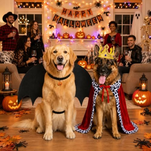 Dog Halloween Costume, Adjustable Dog King Cloak with Crown, Funny Pet Prince Cloak Costume for Large Dogs Halloween Cosplay Party Dress Up (L) - Image 6