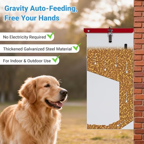 Automatic Dog Feeder - 50LBS Capacity Auto Gravity Dispenser
