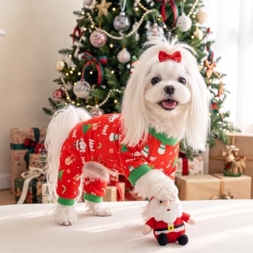 Dog Christmas Pajamas for Small Medium Dog Christmas Pjs Dog Onesie Cute Soft Breathable Puppy Pet Stretchy Dogs Recovery Suit for Boy Girl-M - Image 4