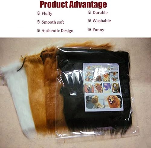 Funny Dog Costume, Lion Mane Wig for Dog Halloween Christmas Dress Up (Color:White, Size: Large) - Image 3