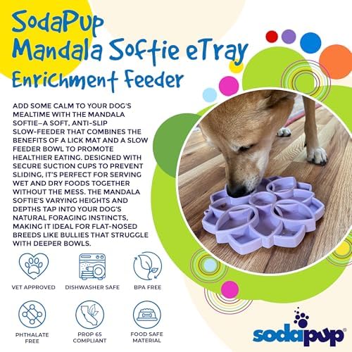 SodaPup Mandala Softie eTray –Durable Enrichment Feeder Made in USA Non-Toxic, Pet-Safe, Food Safe Rubber for Mental Stimulation, Avoiding Overfeeding, Fresh Breath, Digestive Health, Calming, & More