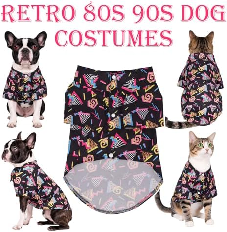 80s Dog Costume Hawaiian Shirts - 90s Halloween Retro Disco Breathable Puppy Outfit for Small Medium Dogs (Black, Medium) - Image 3