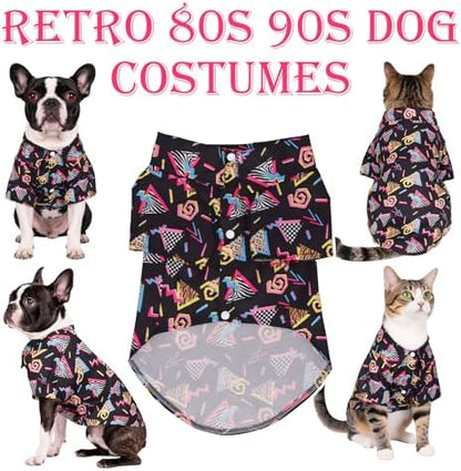 80s Dog Costume Hawaiian Shirts - 90s Halloween Retro Disco Breathable Puppy Outfit for Small Medium Dogs (Black, Medium) - Image 3