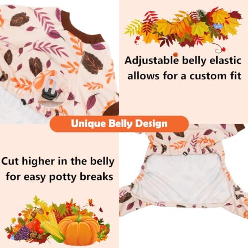 CuteBone Small Dogs Outfit Soft Puppy Onesies Pjs Thanksgiving Dog Pajamas Pet Coat Cat Apparel Comfy Doggie Jumpsuit Bodysuit for All Seasons P353S - Image 4