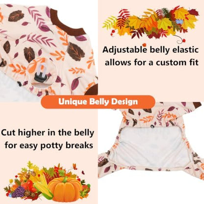 CuteBone Small Dogs Outfit Soft Puppy Onesies Pjs Thanksgiving Dog Pajamas Pet Coat Cat Apparel Comfy Doggie Jumpsuit Bodysuit for All Seasons P353S - Image 4