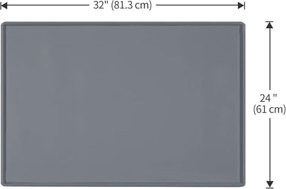 Dog Food Mat,Silicone Waterproof Food Tray,Non Slip Pet Bowl Mats Placemat,1" Raised Edge,Suitable for Most Small and Medium Sized Pets,32" x 24"