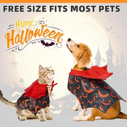 KOOLTAIL Dog Halloween Costume, Pet Vampire Cloak Cape Costume Devil Hat for Small Medium Large Dogs Cats Puppy, Funny Dog Witch Clothes Cosplay Dress Wizard Outfit Mantle Apparel for Holiday Party L - Image 5