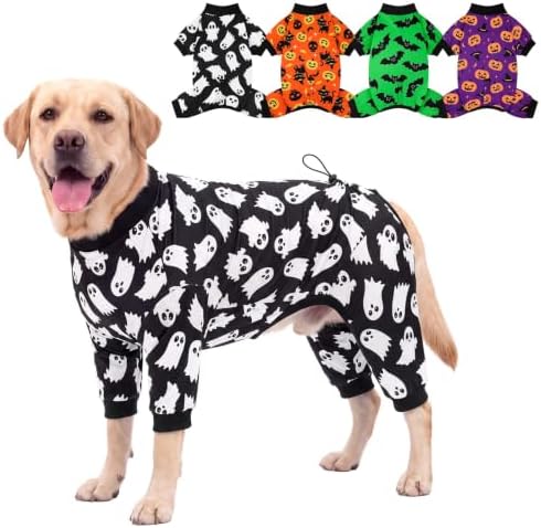 XPUDAC 4 Pack Dog Halloween Pajamas for Medium Large Dogs Onesie, 3XL by XPUDAC