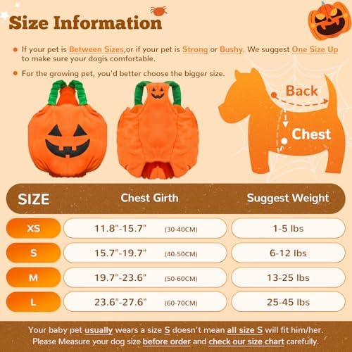 PETCARE Funny Pumpkin Dog Halloween Costume Pet Dog Cat Thick Plush Pumpkin Decoration Shirt Clothes for Small Medium Dogs Cats Puppy Cute Halloween Party Cosplay Dress Up Outfits - Image 6