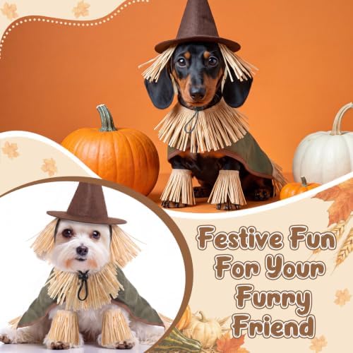 Hillban 5 Pcs Dog Halloween Scarecrow Costume for Dogs, Medium - Image 4