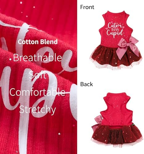 Fitwarm Cuter Than Cupid Dog Tulle Dress, Cute Girl Dog Clothes, Funny Pet Apparel, Burgundy Red, XS - Image 5