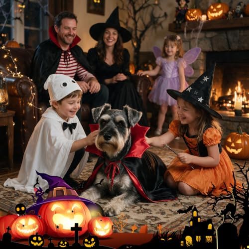 Halloween Dog Vampire Cloak Costume for Medium Dogs, Black Red - Image 5