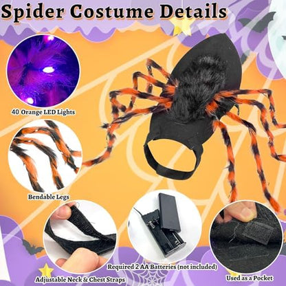 Halloween Light up Spider Dog Costumes for Small Medium Large Dogs - Image 2