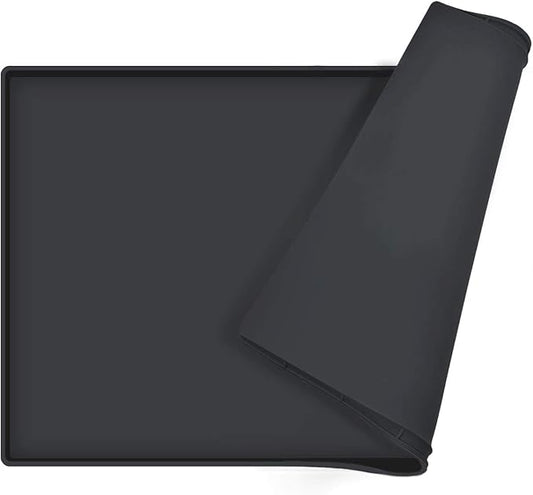 Dog Food Mat,Silicone Waterproof Food Tray,Non Slip Pet Bowl Mats Placemat,0.6" Raised Edge,Suitable for Most Small and Medium Sized Pets,24" x 16"