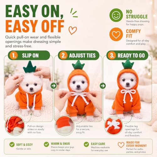 Amylove 2 Pcs Dog Hoodies Frog & Carrot Shape S Halloween Costume - Image 5