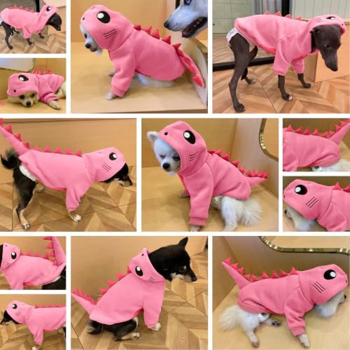 Lelepet Dog Dinosaur Costume Large Dog Halloween Costume Warm Fleece Hoodie - Image 5