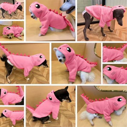 Lelepet Dog Dinosaur Costume Large Dog Halloween Costume Warm Fleece Hoodie - Image 5