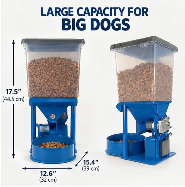Precision XL Automatic Large Dog Feeder, 30 lb Storage Capacity, Program up to 4 Meals/Day with Smartphone, JAM-Free (Pure Gold)