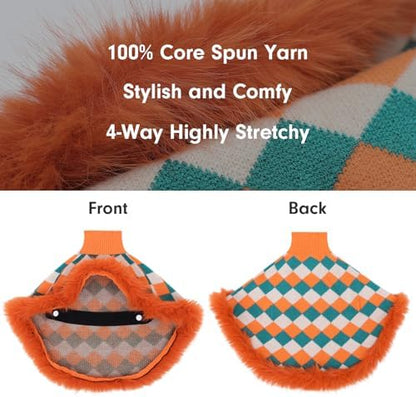 Dog Sweater Cloak, Pearl Cotton Bouclé Yarn Puppy Sweater, Cold Weather Coat Knitwear for Small Dogs, Classic Turtleneck Thick Dog Clothes with Thick Fluff DS-DP03L - Image 2