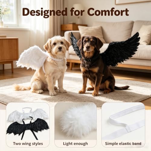 Dog Cat Halloween Costumes, New Fairy Angel Wings for Dogs&Cats Costume Halloween, Adjustable Pet Cosplay Costume for Small to Large Dogs Cats(Black) - Image 6