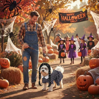Hercicy 2 Pcs Dog Halloween Costumes Gothic Dress with Dog Wig, M - Image 6