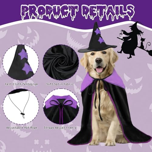 YUEPET Extra Large Dog Halloween Costumes, Dog Witch Cloak with Hat 23.6 in - Image 2
