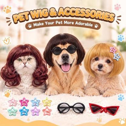 6 Pcs Funny Cat and Dog Wigs with Hairpin Glasses, Fashion - Image 5