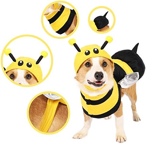 Spooktacular Creations Pet Dog Bee Costume with 3D Bee Hat, Silver Wings for Halloween Dress-up Party, Role Play, Carnival Cosplay, Holiday Decorations Clothes (X-Large) - Image 3