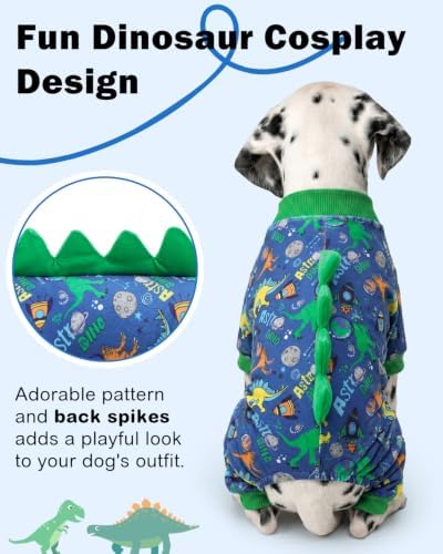 CuteBone Dinosaur Costume Dog Pajamas, Stretchy Spandex Crystal Velvet Sleepwear Coat for Small Dogs, Soft & Warm Pet Outfit Clothes for Cold Weather, Cozy Pullover Design COSP23L - Image 2