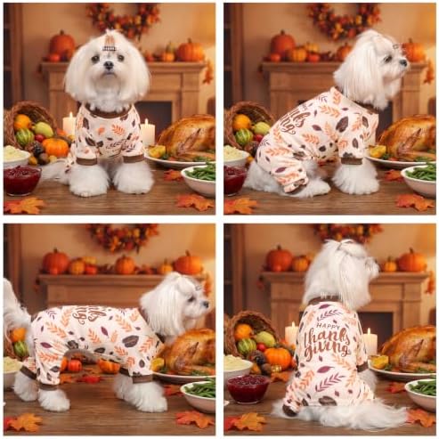 CuteBone Small Dogs Outfit Soft Puppy Onesies Pjs Thanksgiving Dog Pajamas Pet Coat Cat Apparel Comfy Doggie Jumpsuit Bodysuit for All Seasons P353L - Image 2