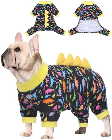 CuteBone Dinosaur Costume Dog Pajamas, Stretchy Spandex Crystal Velvet Sleepwear Coat for Small Dogs, Soft & Warm Pet Outfit Clothes for Cold Weather, Cozy Pullover Design COSP01XS by CuteBone