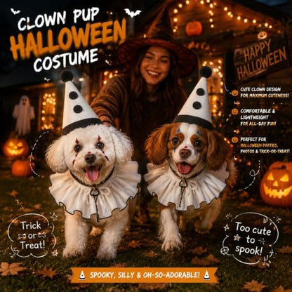 Tallew Halloween Dog Costume Clown Ghost Set for Small Medium Large Pet - Image 2