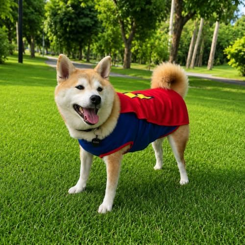 Mighty Supa Man Pet Halloween Costume with Cape - Medium Breed Dog Funny Clothes Outfit Apparel (X-Large) - Image 2