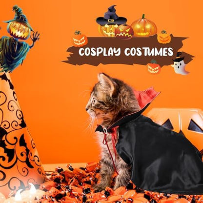 Dog Halloween Costume Cape Vampire Cloak with Bow Tie (Red, SM) - Image 3
