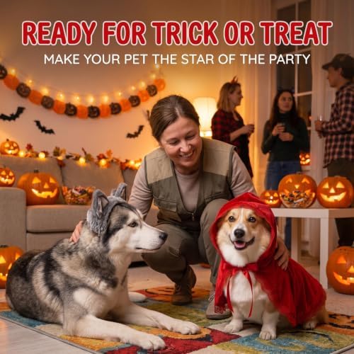 Haysandy Red Riding Hood Costume for Dog Pet Red Hooded Velvet Cloak, XL - Image 6