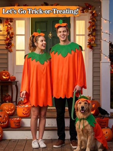 MEWTOGO Halloween Couples Dog Pumpkin Costumes, 3pcs Capes with Headbands - Image 6