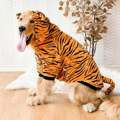 HOTUMN Large Dog Tiger Costumes - Halloween Dog Cosplay Costume Pet Warm Thick Clothes and Cute Hoodie Winter Coat for Medium Large Dogs(Tiger,6X-Large) - Image 6