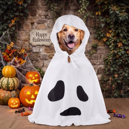 Halloween Dog Ghost Costume White Dalmatian Pet Costume with Hats Ghost Costumes for Dogs Cats Pet Cosplay Cape Halloween Cats Clothes for Party Decorations(Large) by Dansydaisy