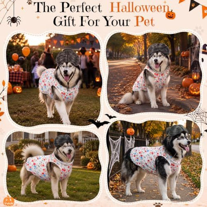 4Pcs Halloween Old Lady Costume Dog Grandma Outfit, Multicolor Floral, 4 XL - Image 6