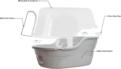 Petphabet Jumbo Hooded Cat Litter Box, Extra Large Gray