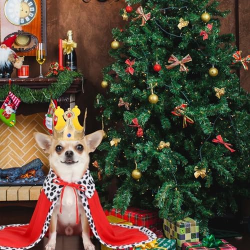 Dog King Costume, Dog Halloween Costume, Funny Pet King Cloak and Crown Set, Pet Prince Costumes Cosplay for Halloween Christmas, Cape Prince Birthday Dress Outfit for Small Dogs Pets (Small) - Image 4