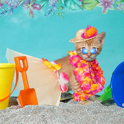 Chunful 6 Pcs Dog Hawaiian Costume, Tutu Skirt Sunglasses Hat for Puppy - Image 7