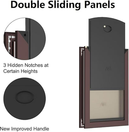 Rescumascer Aluminum Medium Dog Door for Door, Doggie Door with Two Sliding Lock Panels for Extreme weathter, Dog Door for Medium Dogs up to 30lbs